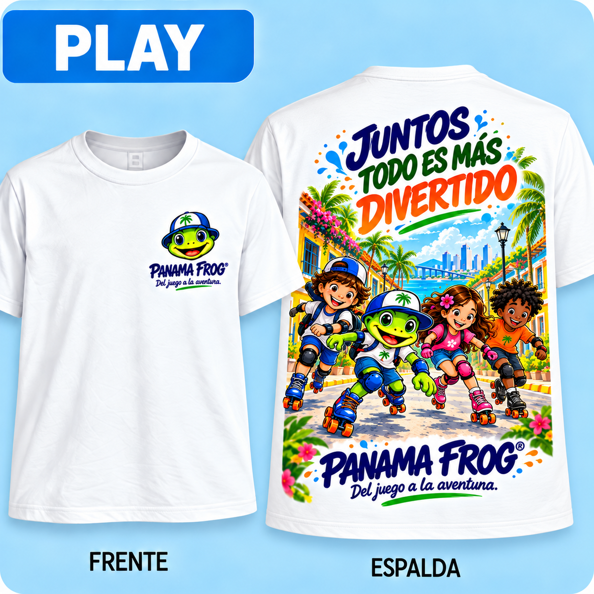 PANAMA FROG KIDS PLAY 04 – patinando en la calle – mockup con margen real de impresión