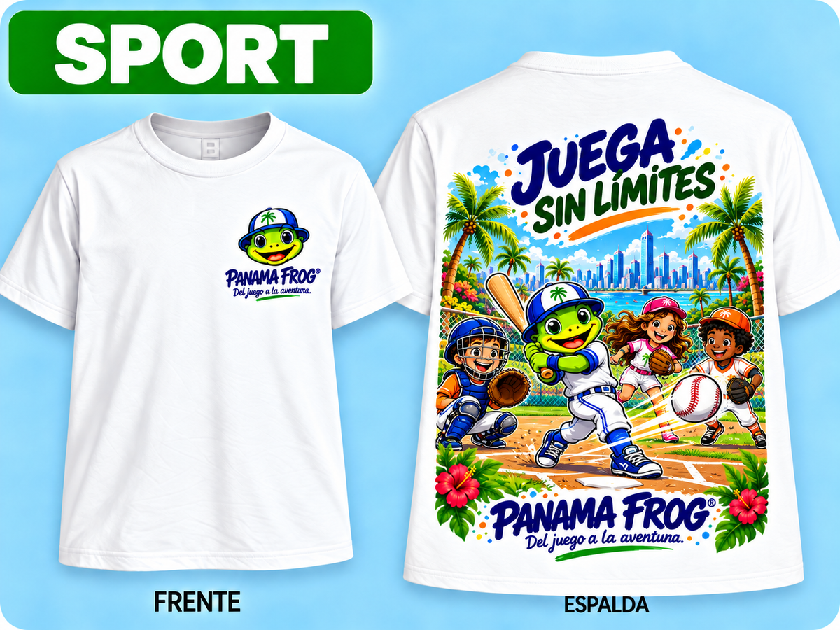 PANAMA FROG KIDS SPORT 02 – béisbol – mockup con margen real de impresión