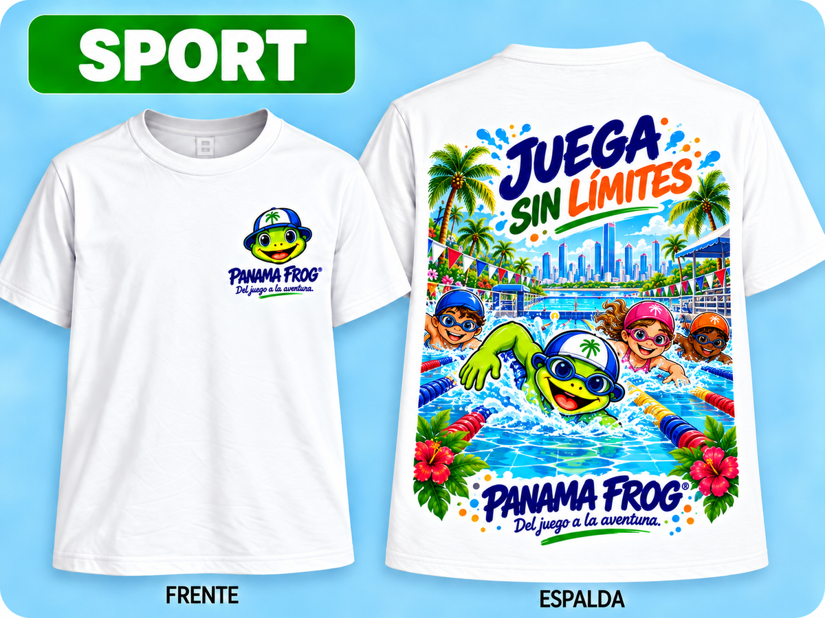 PANAMA FROG KIDS SPORT 03 – natación – mockup con margen real de impresión